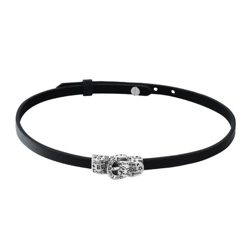 Mode Collier Choker, alliage de zinc, avec cuir PU, avec 5cm chaînes de rallonge, Placage, bijoux de mode & pour femme, noire, Longueur:Environ 38 cm, Vendu par PC