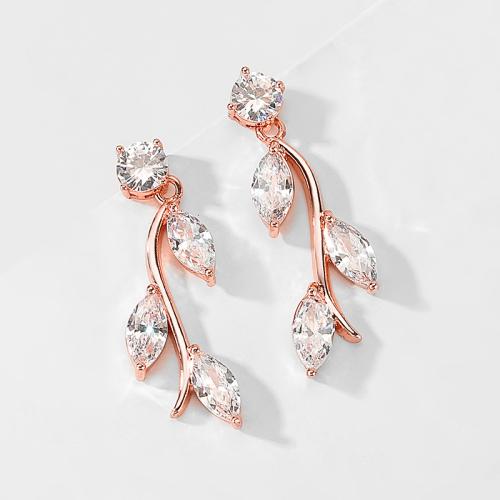 Boucles d'oreilles en laiton zircon cubique pavent, pavé de micro zircon & pour femme, plus de couleurs à choisir, Vendu par paire