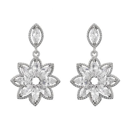 Boucles d'oreilles en laiton zircon cubique pavent, pavé de micro zircon & pour femme, plus de couleurs à choisir, Vendu par paire