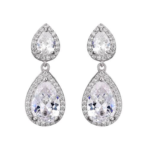 Boucles d'oreilles en laiton zircon cubique pavent, pavé de micro zircon & pour femme, plus de couleurs à choisir, Vendu par paire