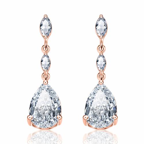 Cubic Zirconia Micro Pave Brass Earring, micro pave cubic zirconia & for woman, more colors for choice, Sold By Pair