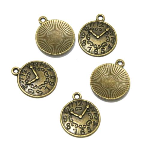 Tibetan Style Pendants, Clock, antique bronze color plated, DIY, 22.60x19mm, 50PCs/Bag, Sold By Bag