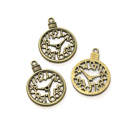 Tibetan Style Pendants, Clock, antique bronze color plated, DIY, 30x39mm, 50PCs/Bag, Sold By Bag