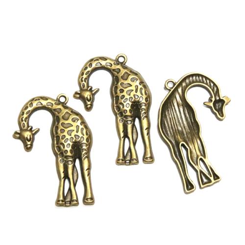 Zinklegierung Tier Anhänger, Giraffe, antike Bronzefarbe plattiert, DIY, 29x43mm, 30PCs/Tasche, verkauft von Tasche