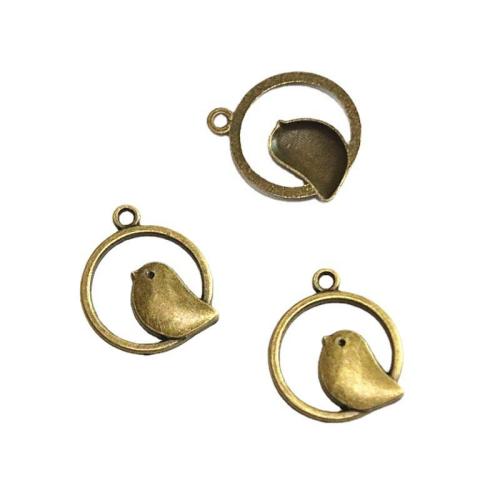 Tibetan Style Animal Pendants, Bird, antique bronze color plated, DIY, 20.50x24mm, 50PCs/Bag, Sold By Bag