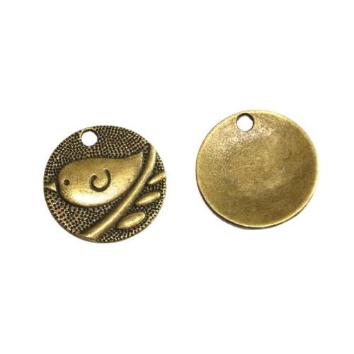 Tibetan Style Animal Pendants, Round, antique bronze color plated, DIY, 25mm, 50PCs/Bag, Sold By Bag