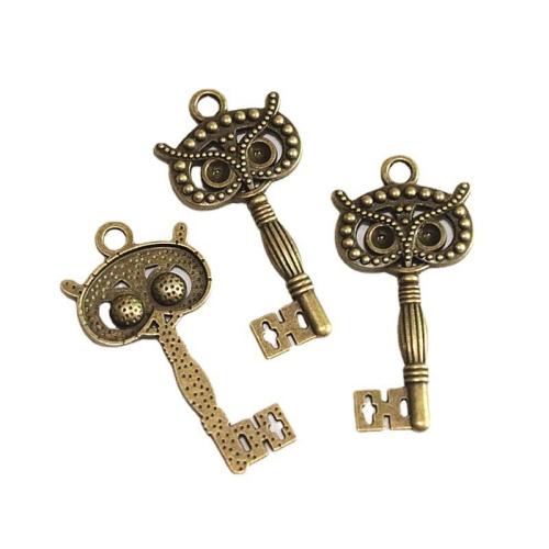 Tibetan Style Key Pendants, antique bronze color plated, DIY, 59.60x29mm, 20PCs/Bag, Sold By Bag