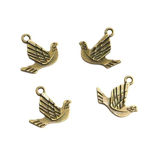 Tibetan Style Animal Pendants, Dove, antique bronze color plated, DIY, 21x19mm, 100PCs/Bag, Sold By Bag