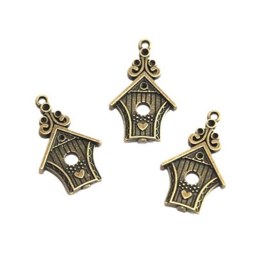 Tibetan Style Pendants, House, antique bronze color plated, DIY, 30.60x19mm, 50PCs/Bag, Sold By Bag