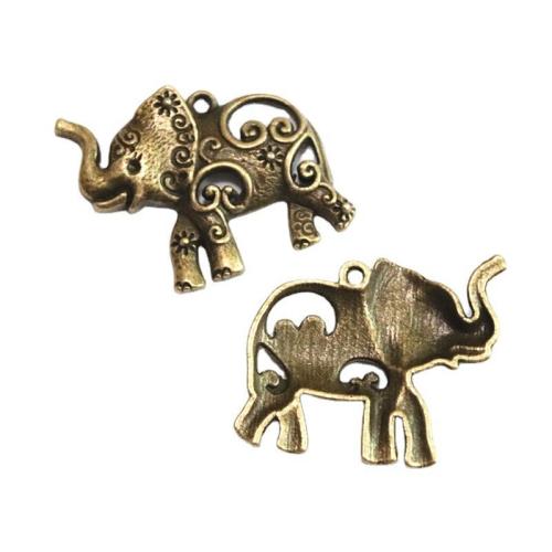 Tibetan Style Animal Pendants, Elephant, antique bronze color plated, DIY, 33.50x37mm, 30PCs/Bag, Sold By Bag