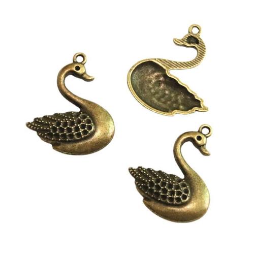 Tibetan Style Animal Pendants, Swan, antique bronze color plated, DIY, 33x27mm, 50PCs/Bag, Sold By Bag