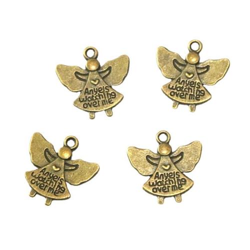 Tibetan Style Pendants, Angel, antique bronze color plated, DIY, 19x19mm, 50PCs/Bag, Sold By Bag