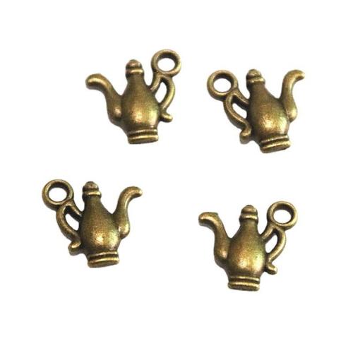 Tibetan Style Pendants, Teapot, antique bronze color plated, DIY, 15x15mm, 100PCs/Bag, Sold By Bag