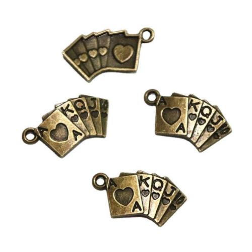 Tibetan Style Pendants, Poker, antique bronze color plated, DIY, 24x13mm, 100PCs/Bag, Sold By Bag