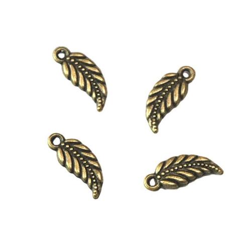 Tibetan Style Leaf Pendants, antique bronze color plated, DIY, 17.70x8.20mm, 100PCs/Bag, Sold By Bag