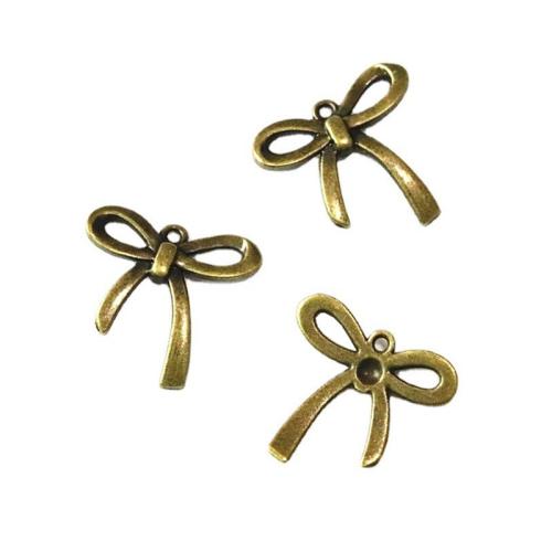 Tibetan Style Bowknot Pendants, antique bronze color plated, DIY, 24.80x23.80mm, 100PCs/Bag, Sold By Bag