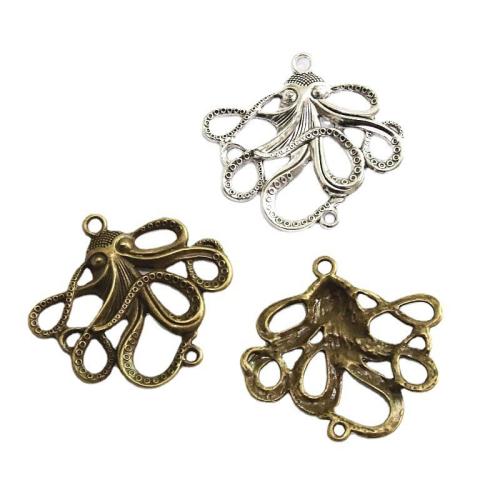 Tibetan Style Animal Pendants, Octopus, plated, DIY, more colors for choice, 45x49mm, 30PCs/Bag, Sold By Bag