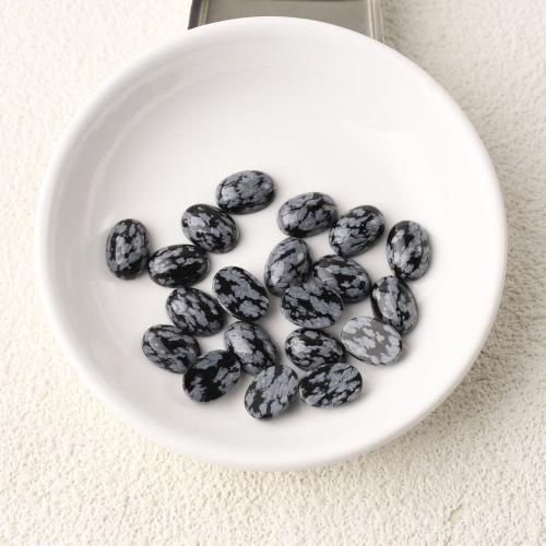 Natural Gemstone Cabochons, Snowflake Obsidian, Oval, polished, DIY, 14x10x5mm, Sold By PC