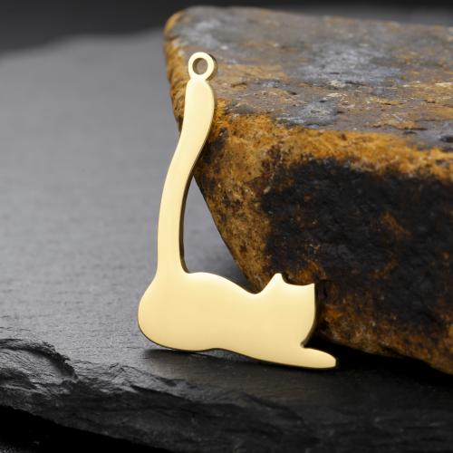 Stainless Steel Animal Pendants, 304 Stainless Steel, Cat, DIY, more colors for choice, 22x30mm, Sold By PC