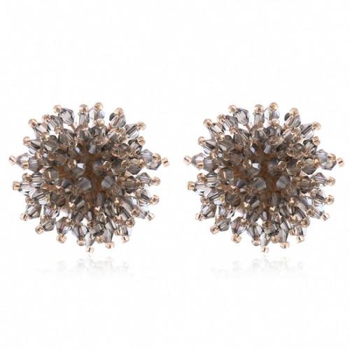 Boucle d'oreille dormeuse en alliage de zinc, avec cristal, bijoux de mode & pour femme, 33x33mm, Vendu par paire