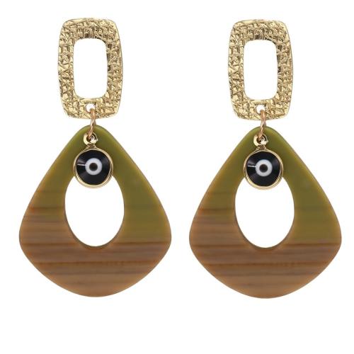 Acrylic Jewelry Earring, with Tibetan Style, fashion jewelry & for woman, more colors for choice, 34x61mm, Sold By Pair