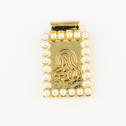 Brass Jewelry Pendants, with Plastic Pearl, fashion jewelry & Unisex, golden, 23x15mm, Hole:Approx 2mm, Sold By PC