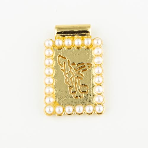 Brass Jewelry Pendants, with Plastic Pearl, fashion jewelry & Unisex, golden, 23x15mm, Hole:Approx 2mm, Sold By PC