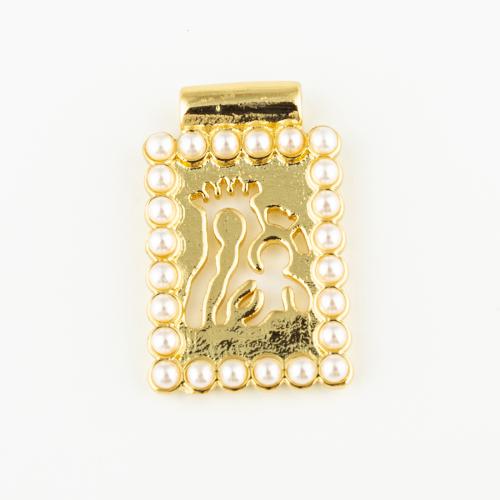 Brass Jewelry Pendants, with Plastic Pearl, fashion jewelry & Unisex, golden, 23x15mm, Hole:Approx 2mm, Sold By PC