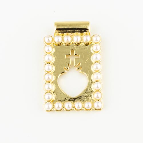 Brass Jewelry Pendants, with Plastic Pearl, fashion jewelry & Unisex, golden, 23x15mm, Hole:Approx 2mm, Sold By PC