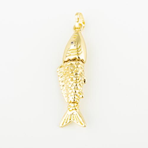 Brass Jewelry Pendants, Fish, fashion jewelry & Unisex, golden, 41x12mm, Hole:Approx 3mm, Sold By PC