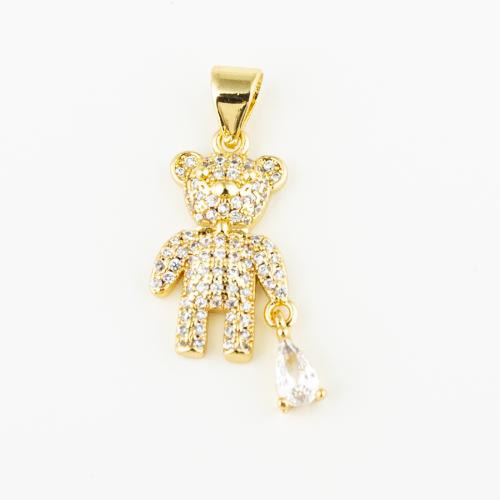 Cubic Zirconia Micro Pave Brass Pendant, fashion jewelry & Unisex & micro pave cubic zirconia, golden, 18x11mm, Hole:Approx 3mm, Sold By PC