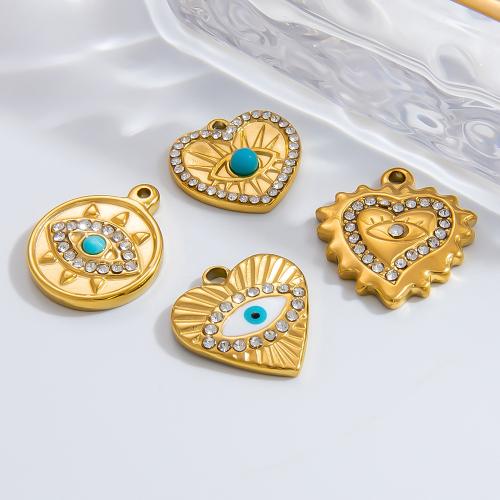 Stainless Steel Pendants, 304 Stainless Steel, different styles for choice & for woman & with rhinestone, golden, Sold By PC