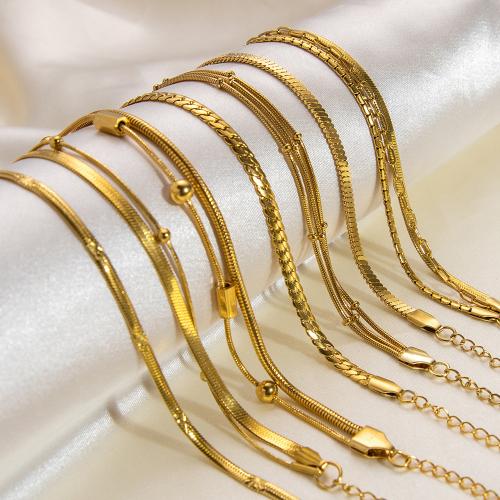 Stainless Steel Jewelry Bracelet, 304 Stainless Steel, fashion jewelry & different styles for choice & for woman, golden, Sold By Strand