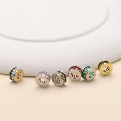 Brass Spacer Beads, plated, DIY & micro pave cubic zirconia, more colors for choice, nickel, lead & cadmium free, 9.80x6.20mm, Hole:Approx 5.2mm, Sold By PC