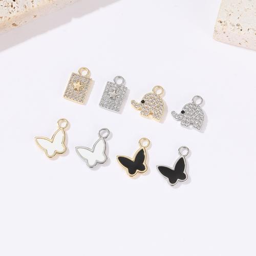 Cubic Zirconia Micro Pave Brass Pendant, plated, Different Shape for Choice & DIY & micro pave cubic zirconia & enamel, more colors for choice, nickel, lead & cadmium free, Sold By PC