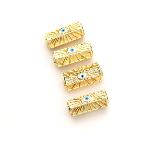 Granos de la joyería de moda mal de ojo, metal, chapado en color dorado, Bricolaje & patrón de malvado de ojo & esmalte, libre de níquel, plomo & cadmio, 8.30x22mm, Vendido por UD