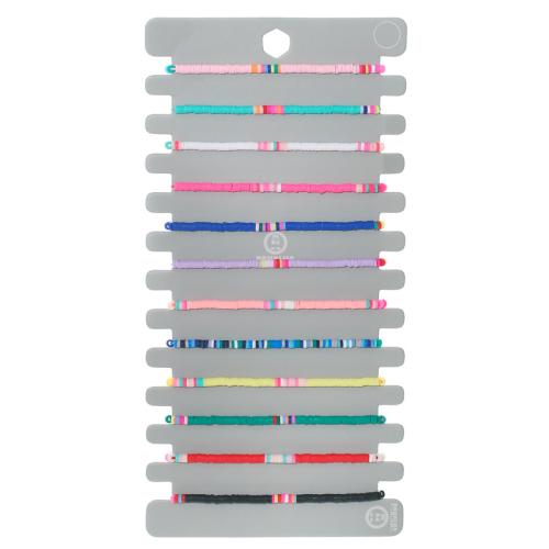 Pulseras de Moda, Arcilla polimero, con Cordón de nudo, Ajustable & para mujer, multicolor, 12PCs/Set, Vendido por Set