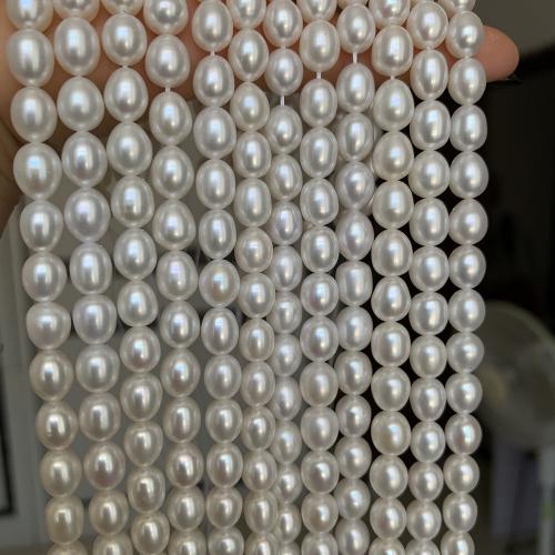 Cultured Rice Freshwater Pearl Beads, DIY, white, about:6.5-7mm, Sold Per Approx 38 cm Strand