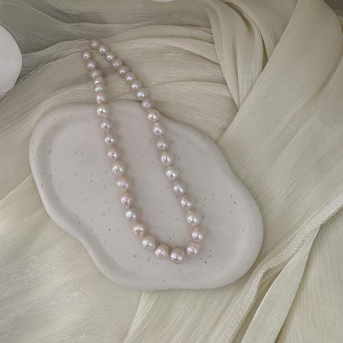 Natural Freshwater Pearl Loose Beads, Slightly Round, DIY, white, about:10-11mm, Sold Per Approx 38 cm Strand