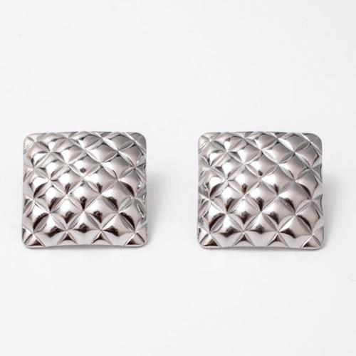 Stainless Steel Stud Earrings, 304 Stainless Steel, Square, Vacuum Ion Plating, fashion jewelry & for woman, more colors for choice, 22x22mm, Sold By Pair