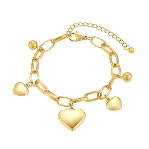 Stainless Steel Jewelry Bracelet, 304 Stainless Steel, Vacuum Ion Plating, for woman, gold, Length:Approx 21.7 cm, Sold By PC