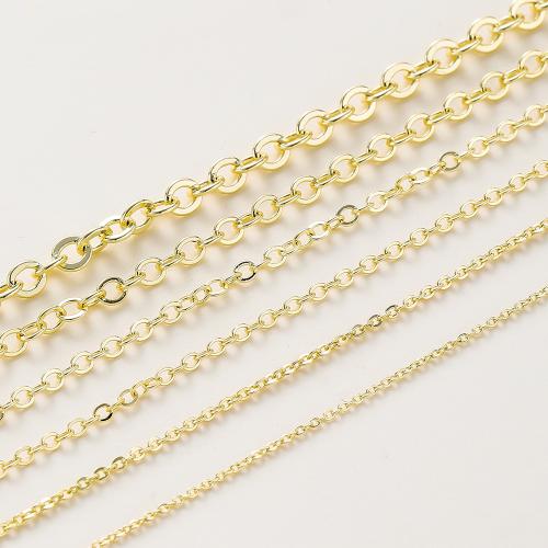 Brass Necklace Chain, plated, DIY & different size for choice, more colors for choice, Length:Approx 1 m, Sold By Bag