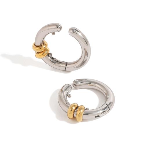 Brassard de boucle d'oreille de mode, Acier inoxydable 304, Placage, pour femme, argent, Vendu par paire