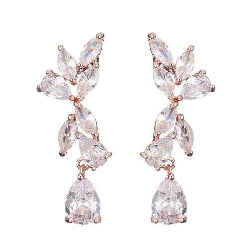 Cubic Zirconia Micro Pave Brass Earring, micro pave cubic zirconia & for woman, more colors for choice, Sold By PC