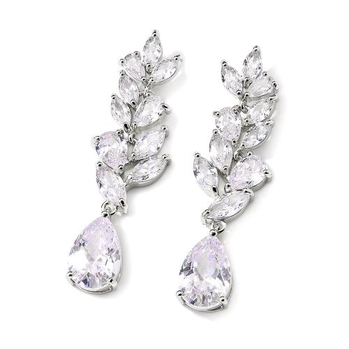 Boucles d'oreilles en laiton zircon cubique pavent, pavé de micro zircon & pour femme, plus de couleurs à choisir, Vendu par paire