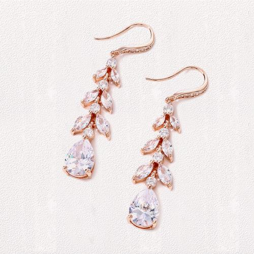 Boucles d'oreilles en laiton zircon cubique pavent, pavé de micro zircon & pour femme, plus de couleurs à choisir, Vendu par paire