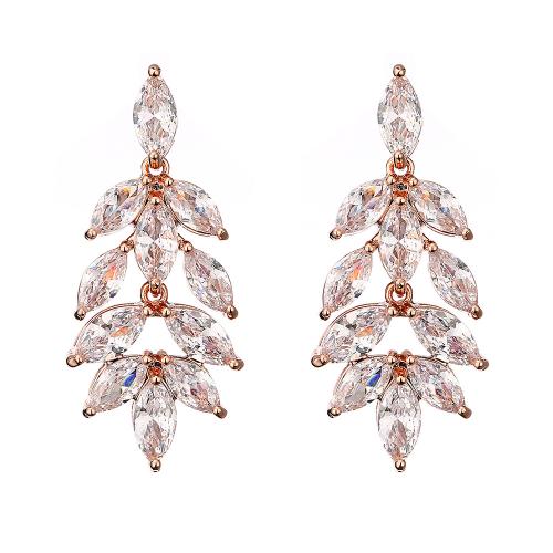 Cubic Zirconia Micro Pave Brass Earring, micro pave cubic zirconia & for woman, more colors for choice, Sold By Pair