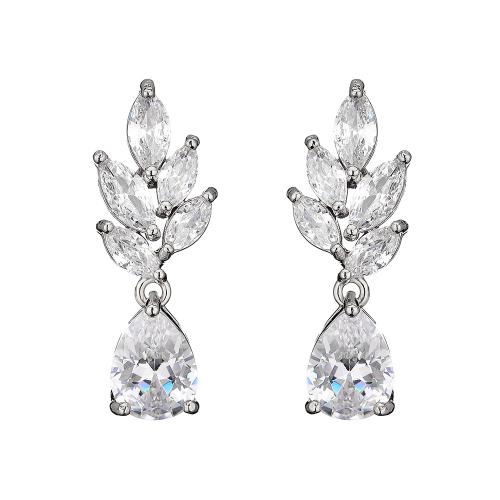 Cubic Zirconia Micro Pave Brass Earring, micro pave cubic zirconia & for woman, more colors for choice, Sold By Pair