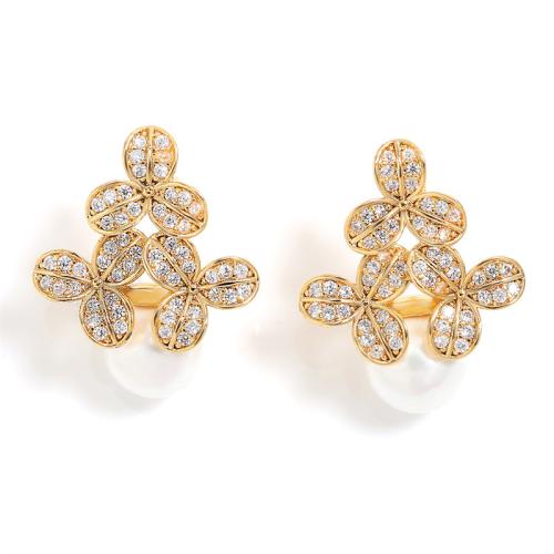 Cubic Zirconia Micro Pave Brass Earring, micro pave cubic zirconia & for woman, more colors for choice, Sold By Pair