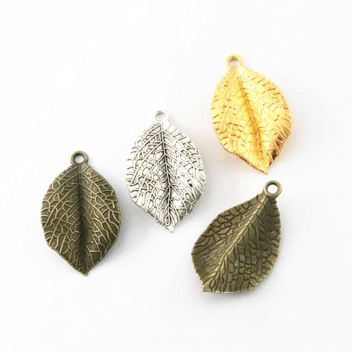 Tibetan Style Leaf Pendants, plated, DIY, more colors for choice, 35.20x20.20mm, 60PCs/Bag, Sold By Bag